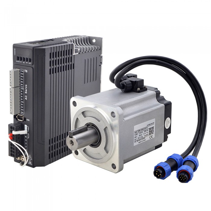 T6-Serie Kit 1000W AC Servomotor 3000 U/min 3,19 Nm 17-Bit-Encoder IP65 mit 1000W AC Servomotortreiber