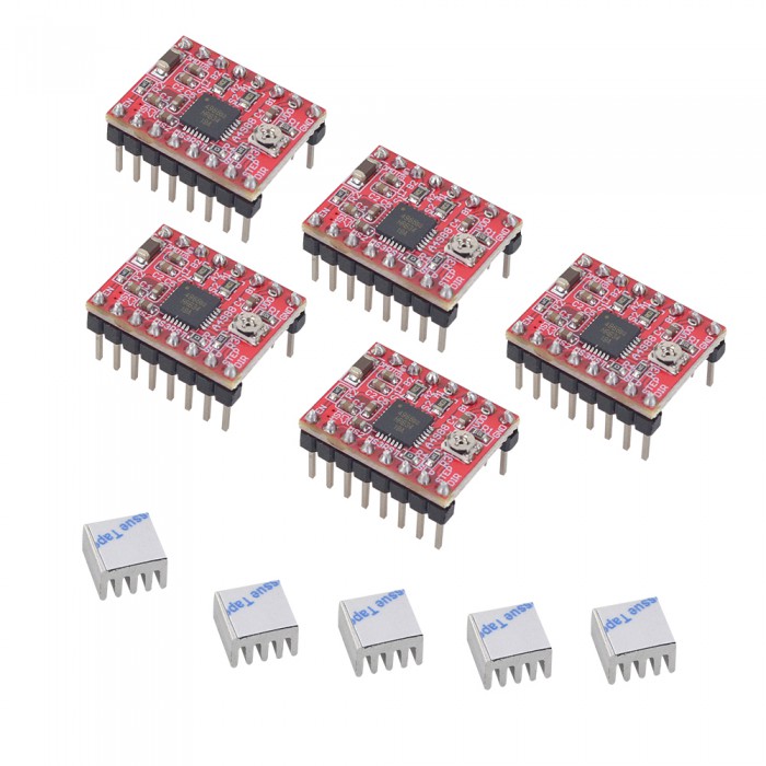 5Pcs A4988 Schrittmotortreibermodul mit Kühlkörper für 3D-Drucker-Reprap