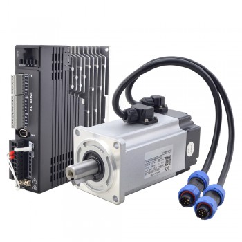 T6-Serie 400W AC-Servomotor-Kit 3000 U/min 1.27Nm w/ Brake 17-Bit Encoder IP65 + 400W Wechselstrom Servomotortreiber