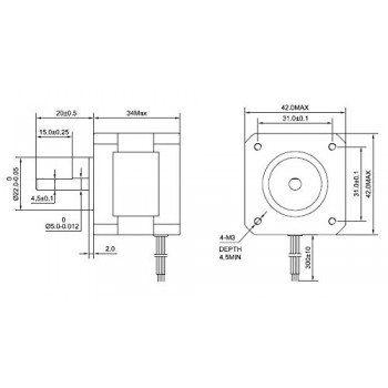 Nema 17 Schrittmotor für 3D-Drucker DIY CNC-Roboter 0,4A 1.8 Grad 12V 26Ncm 4 Draden Hybrid-Schrittmotor