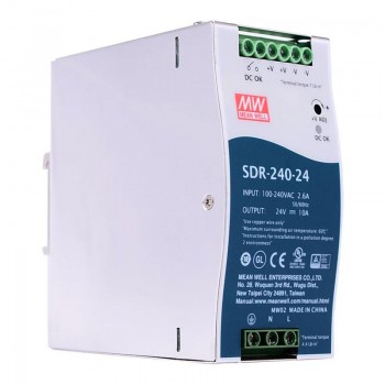 Mean Well SDR-240-24 240W 24 V DC CNC-Schaltnetzteil 10A 115/230 VAC mit PFC-Funktion DIN-Schienen-Netzteil