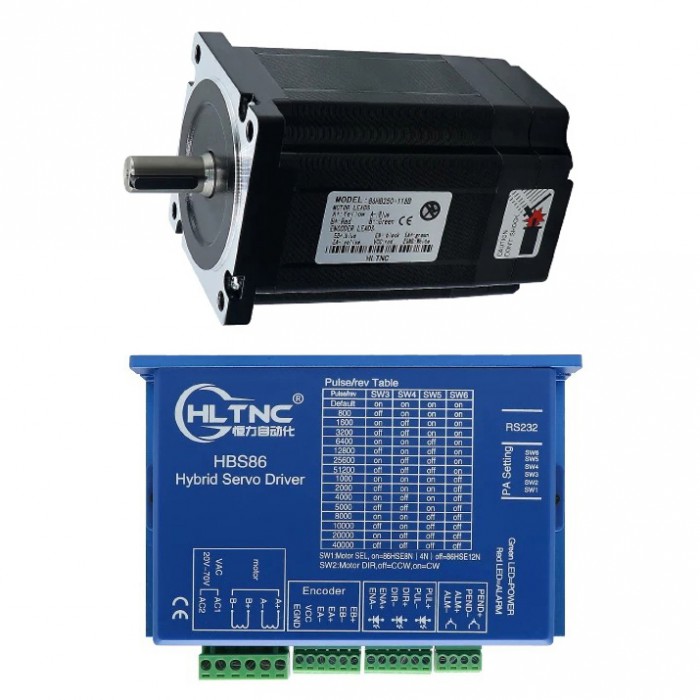HLTNC Nema 34 Closed Loop Schrittmotor-Kit 1,8° 4,5 Nm ohne Bremse & HBS86-Treiber