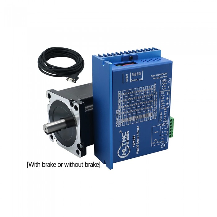 HLTNC Nema 34 Closed Loop Schrittmotor-Kit 4,5 Nm 1,8° 86HB250-82B & HBS86-Treiber mit Bremse