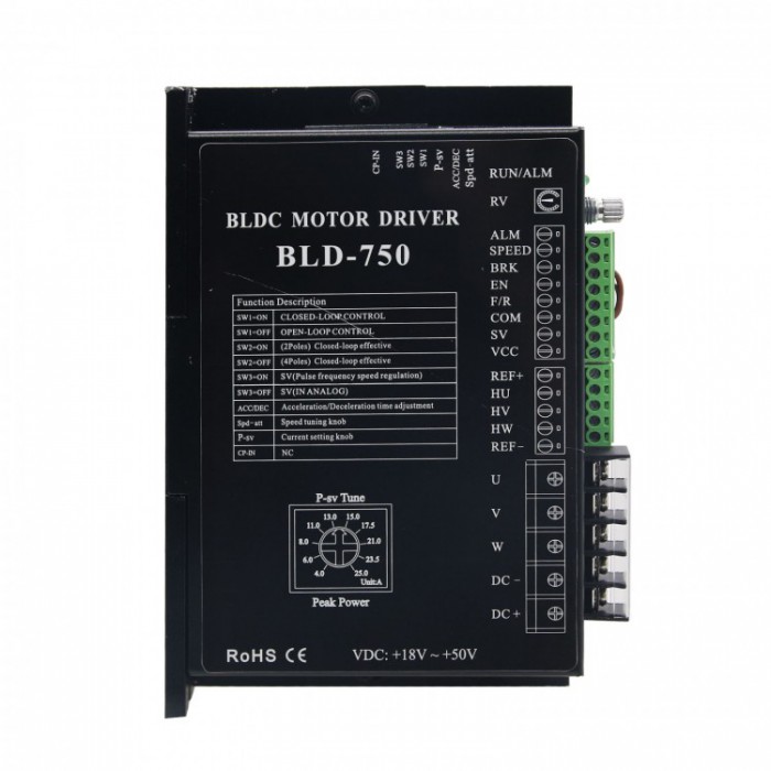 BLD-750 Treiber für bürstenlosen Gleichstrommotor 18~50V für Drehstrom 24V/48V 600W/750W Bürstenlose DC-Motor