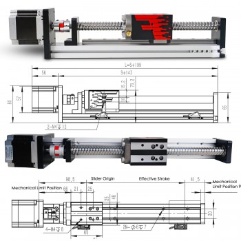 FSL40 Linearführung Linearführungsschiene 50-1000mm mit Nema 23-Schrittmotor Linearschiene