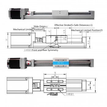 FSK40J CNC Linearführung Linearschiene 50-1000mm mit Nema 23 Schrittmotor