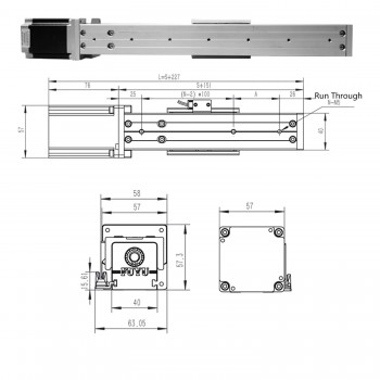 FSK40J CNC Linearführung Linearschiene 50-1000mm mit Nema 23 Schrittmotor