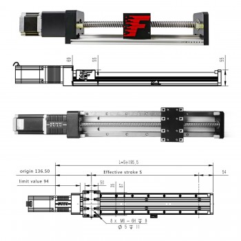 FSK80 Doppelte Linearführungsschiene Linearführung 100-1000mm mit NEMA24 Schrittmotor