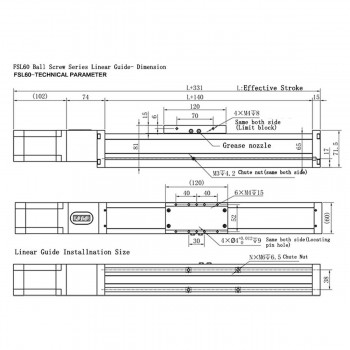 FS60 Kugelgewindetrieb Linearführung CNC Lineartisch mit NEMA 24 Schrittmotor