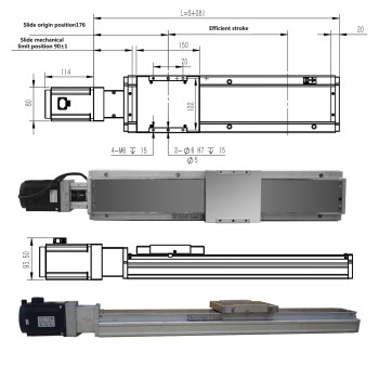 Doppelschienen-Linearführung mit Schlitten Linearführungsantrieb FCH140 50–1250mm mit 1000W Servomotor