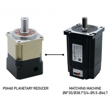 PGH60-Serie Planetengetriebe mit Schrägverzahnung 12:1 bis 100:1 für NEMA 23/24 Schrittmotor, 16mm Welle