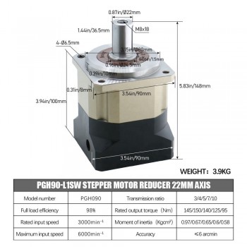 PGH90-L1 Schrägverzahntes Planetengetriebe für NEMA 34 Schrittmotor / 80–130 mm Servomotor