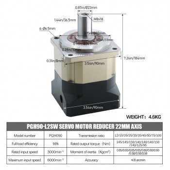 PGH090-Serie Planetengetriebe mit Schrägverzahnung passend für NEMA 34 Schrittmotor / 80–90mm Servomotor