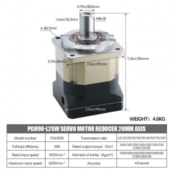 PGH090-Serie Planetengetriebe mit Schrägverzahnung passend für NEMA 34 Schrittmotor / 80–90mm Servomotor