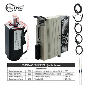 400W / 600W / 750W / 1000W AC-Servomotor & Treiber-Set 110V / 220V, 1,27–3,8 Nm für CNC-Graviermaschine