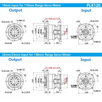 PLX120 Serie Schrägverzahntes Planetengetriebe für NEMA 42 Schrittmotor & 110mm/130mm Servomotor