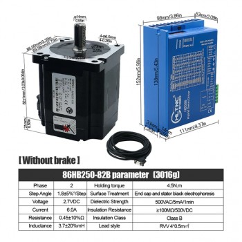 HLTNC Nema 34 Closed Loop Schrittmotor-Kit 1,8° 4,5 Nm ohne Bremse & HBS86-Treiber