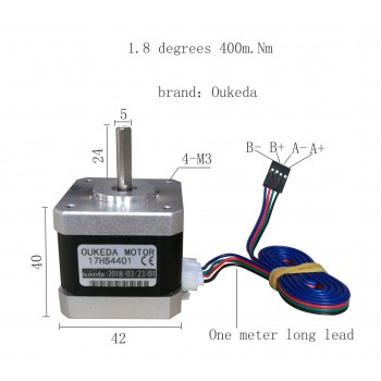 OUKEDA 17HS4401 NEMA 17 Schrittmotor, 1,8°, 45 Ncm, 2-Phasen für 3D-Drucker & Robotik, 42 × 42 mm