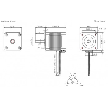 OUKEDA NEMA 17 Schrittmotor, 1,2°, 32 Ncm, 3-Phasen, 1,5A, 5,4V DC, D-Cut, 42 × 42 mm