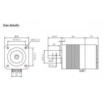 OUKEDA Integrierter NEMA 17 Schrittmotor mit Steuerung, 1,8°, 0,44 Nm, 1,68A, 2-Phasen