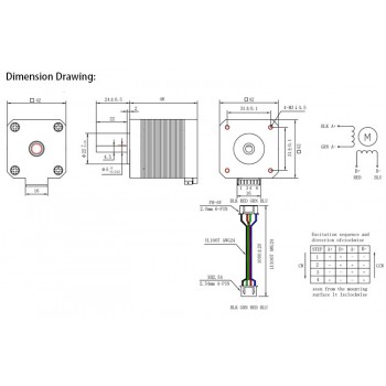 OUKEDA NEMA 17 Hochtemperatur-Schrittmotor, 1,8°, 60 Ncm, Isolationsklasse B (bis 180 °C)