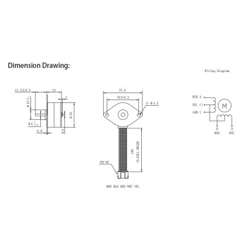 OUKEDA PM25 Permanentmagnet-Schrittmotor, 2-Phasen, 1,8°, 1A, 12 Ncm, 36,5 × 36,5 mm