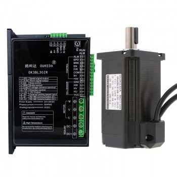 Oukeda Bürstenloser Gleichstrommotor und BLDC-Treiber-Kit 95,55 Ncm 300W 24V/48V 3000 U/min Drehstrom