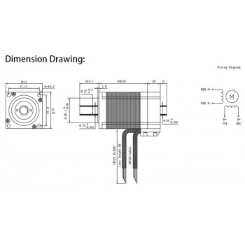 Oukeda NEMA 23 Schrittmotor mit Hohlwelle, Bipolar, 1,8°, 1,89 Nm, 4,2A, 2,52V, Doppelwelle, 57 × 57 mm