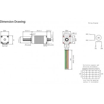 Oukeda NEMA 8 Schrittmotor mit Hohlwelle, Bipolar, 1,8°, 3,13 Ncm, 0,6A, 5,4V, 2-Phasen, Doppelwelle