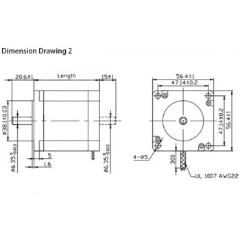 OUKEDA NEMA 23 Schrittmotor, 1,8°, 12,35 Ncm 2-Phasen, 57 × 57 mm, D-Cut Welle