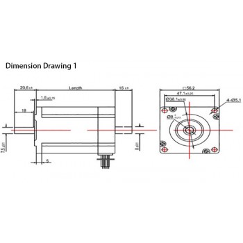 OUKEDA NEMA 23 Schrittmotor, 1,8°, 12,35 Ncm 2-Phasen, 57 × 57 mm, D-Cut Welle