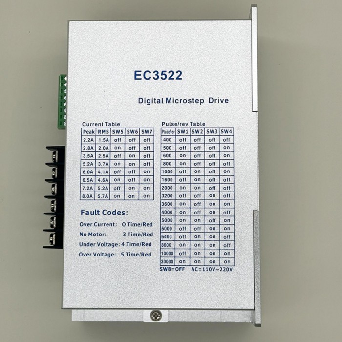 EC3522 Schrittmotortreiber 2,2–5A 110–220V AC für Nema 34 86 mm Dreiphasen Schrittmotoren