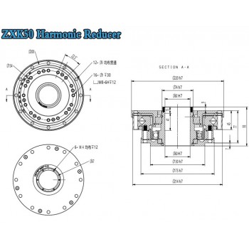 ZXK-Serie Harmonic-Drive-Getriebe,Hohlwellen-Übersetzungsverhältnis 30:1 bis 160:1, 30 Bogensekunden
