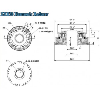 ZXK-Serie Harmonic-Drive-Getriebe,Hohlwellen-Übersetzungsverhältnis 30:1 bis 160:1, 30 Bogensekunden