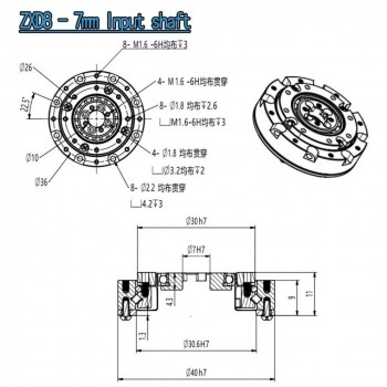 ZXD/ZXZ-Serie, Harmonic Reduziergetriebe, Übersetzungsverhältnis 30:1 bis 100:1, Untersetzungsgetriebe, 20 Bogensekunden