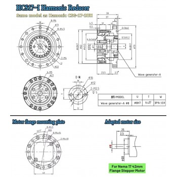 CSF-Serie,Harmonisches-Getriebe, Übersetzungsverhältnis 50:1 bis 120:1, für Schrittmotor / Servomotoren