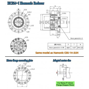 CSF-Serie,Harmonisches-Getriebe, Übersetzungsverhältnis 50:1 bis 120:1, für Schrittmotor / Servomotoren