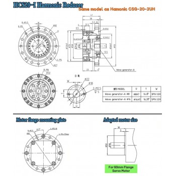 CSF-Serie,Harmonisches-Getriebe, Übersetzungsverhältnis 50:1 bis 120:1, für Schrittmotor / Servomotoren