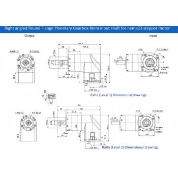 PVE060 Winkel-Planetengetriebe 90° für Nema 23 Schrittmotor / 60mm Servomotor