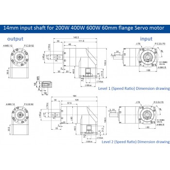 PVE060 Winkel-Planetengetriebe 90° für Nema 23 Schrittmotor / 60mm Servomotor