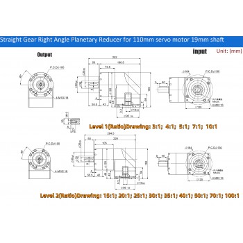PVE120 Winkel-Planetengetriebe für 110mm / 130mm Servomotor (19/22/24mm Eingang)