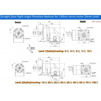 PVE120 Winkel-Planetengetriebe für 110mm / 130mm Servomotor (19/22/24mm Eingang)