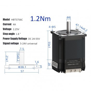 HBT57-Serie Integrierter Nema 23 Closed-loop Schrittmotor 1,2 Nm / 2 Nm / 3 Nm Treiber und 1000-Leitungs Encoder