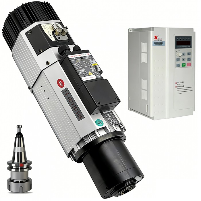 Luftgekühltes ATC HF-Spindel Set 9kW Ø125mm ISO30 220V/380V mit 11kW Fuling Drehstrom Frequenzumrichter