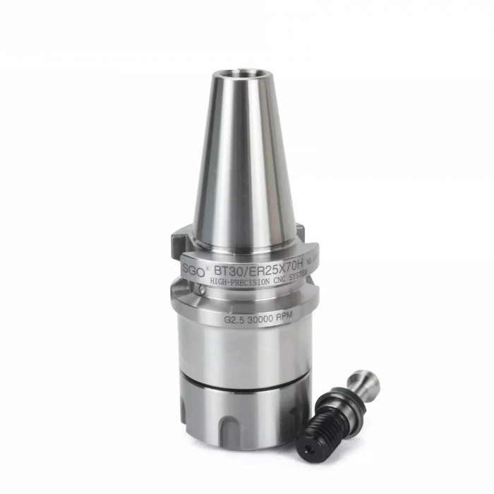 BT30-ER25 Spannzangenaufnahme mit 70mm Auskraglänge und 45° Anzugsbolzen für ATC Motorspindeln