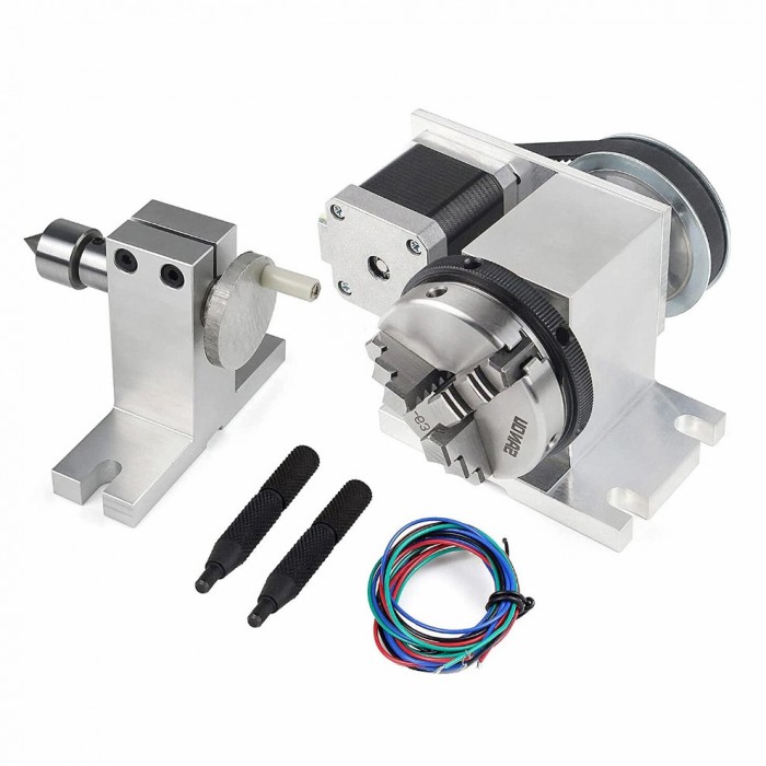 K11-65 CNC Drehachse als 4. Achse mit 65mm Dreibackenfutter Schrittmotor und Reitstock für CNC Fräsmaschinen K11-65 CNC Drehachse als 4. Achse mit 65mm Dreibackenfutter Schrittmotor und Reitstock für CNC Fräsmaschinen