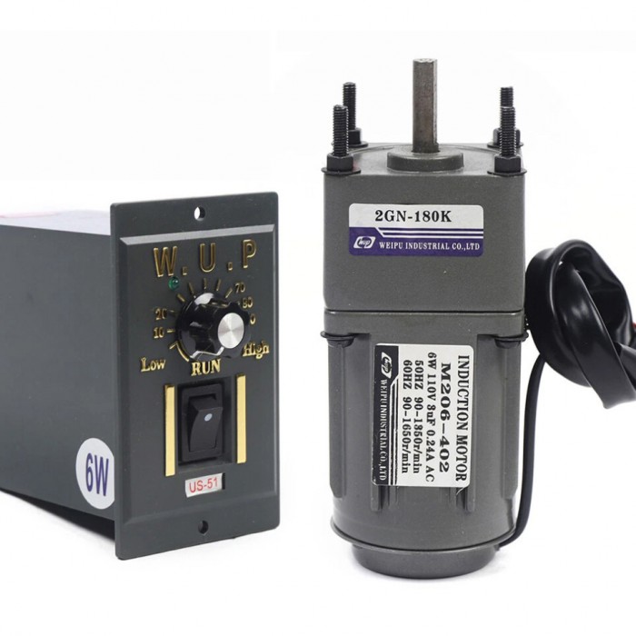 Einphasen AC Induktionsgetriebemotor 6W Übersetzung 180:1 7,5U/min mit Drehzahlregler Einphasen AC Induktionsgetriebemotor 6W Übersetzung 180:1 7,5U/min mit Drehzahlregler
