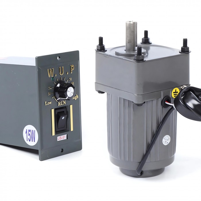 AC Induktionsgetriebemotor 15W Übersetzung 25:1 drehzahlregelbar und reversierbar mit Drehzahlregler AC Induktionsgetriebemotor 15W Übersetzung 25:1 drehzahlregelbar und reversierbar mit Drehzahlregler