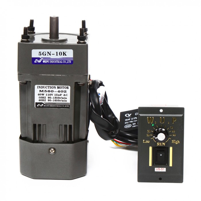 WUP AC Induktionsgetriebemotor 60W Übersetzung 10:1 3,8Nm 135U/min reversierbar mit Drehzahlregler WUP AC Induktionsgetriebemotor 60W Übersetzung 10:1 3,8Nm 135U/min reversierbar mit Drehzahlregler