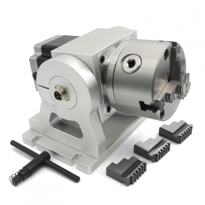 CNC Drehachse als 4. Achse mit 10:1 Untersetzung 100mm Dreibackenfutter und NEMA34 Schrittmotor